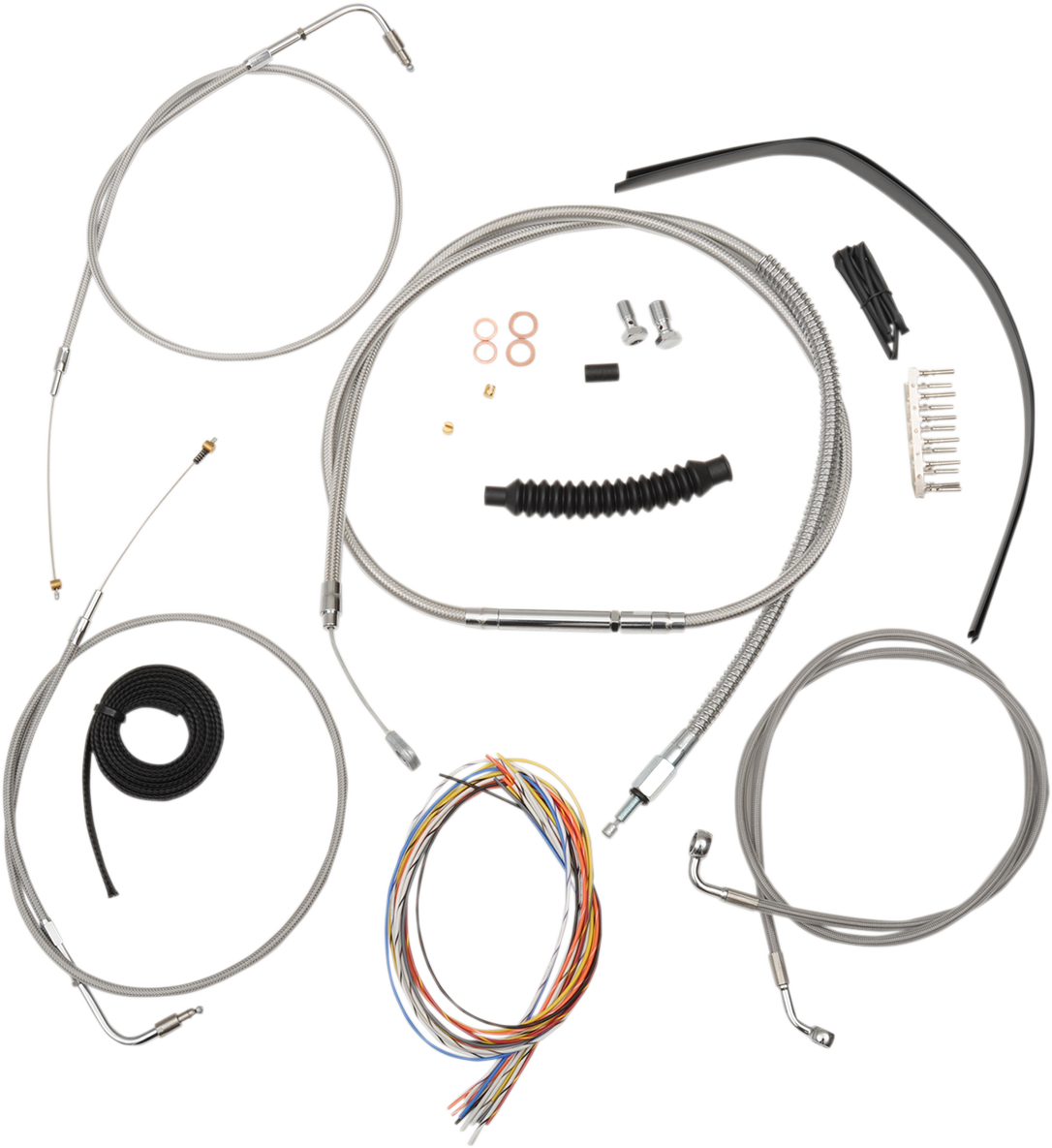 LA Choppers Complete Stainless Braided Handlebar Cable/Brake Line Kit