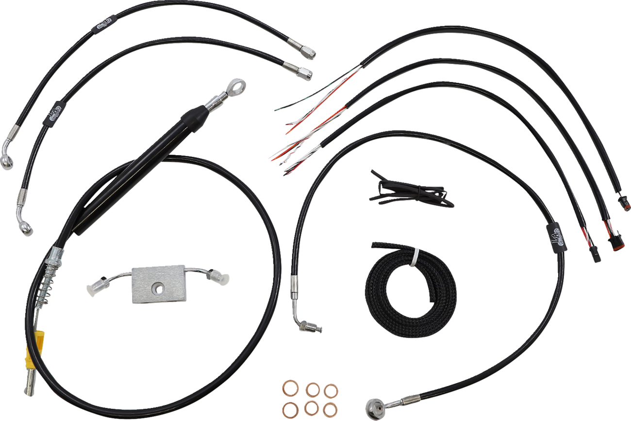 LA Choppers Complete Black Vinyl Braided Handlebar Cable/Brake Line Kit