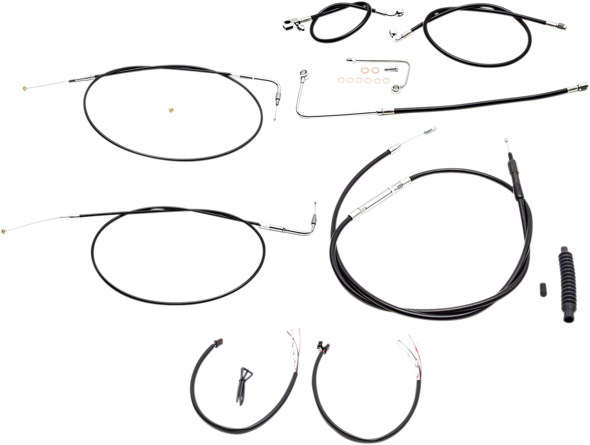 LA Choppers Complete Black Vinyl Braided Handlebar Cable/Brake Line Kit