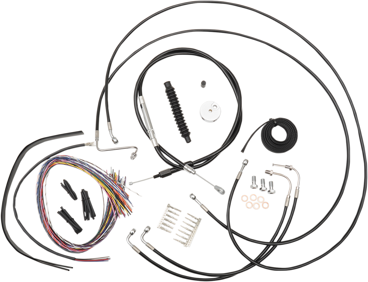 LA Choppers Complete Black Vinyl Braided Handlebar Cable/Brake Line Kit