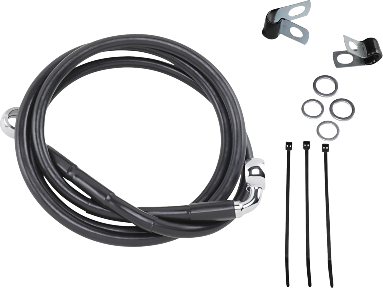 Drag Specialties Extended Length Black Vinyl Brake Line Kit