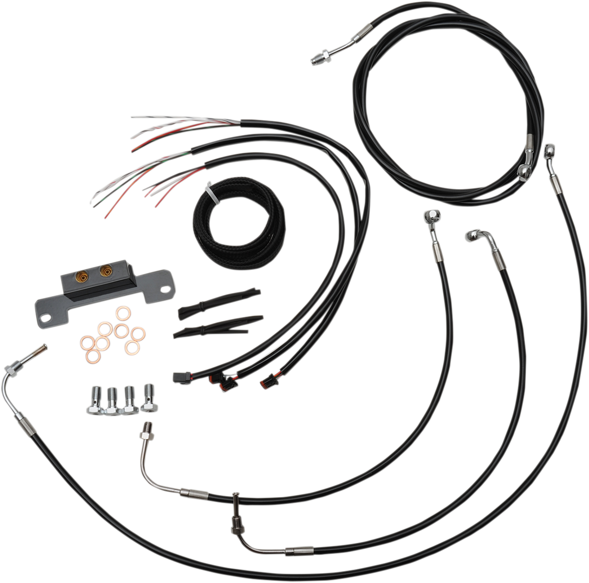 LA Choppers Complete Black Vinyl Braided Handlebar Cable/Brake Line Kit