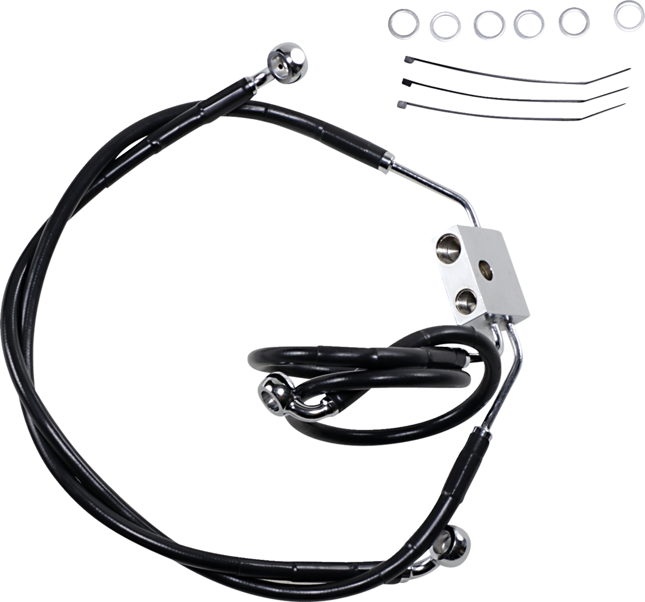 Drag Specialties Extended Length Black Vinyl Brake Line Kit