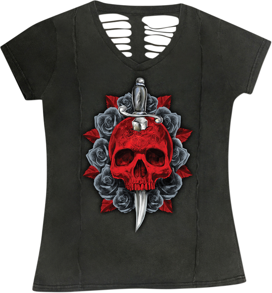 Lethal Threat Women's Dagger Skull T Shirt