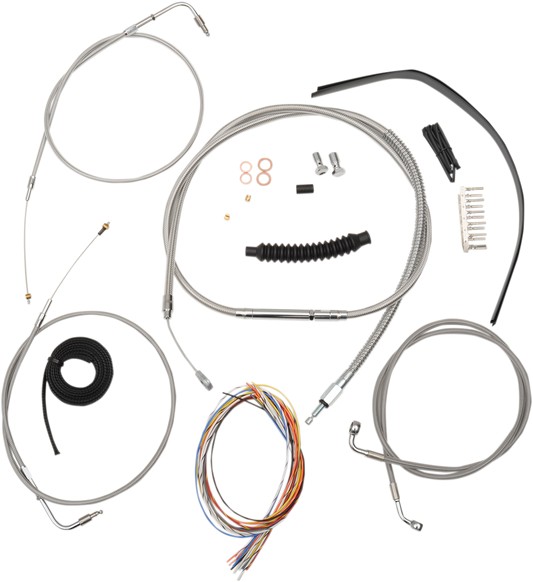 LA Choppers Complete Stainless Braided Handlebar Cable/Brake Line Kit