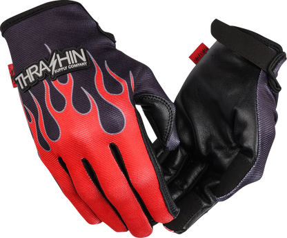 Thrashin Supply Co. Stealth Leather Palm Flame Gloves