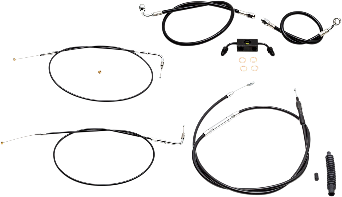 LA Choppers Standard Black Vinyl Handlebar Cable/Brake Line Kit