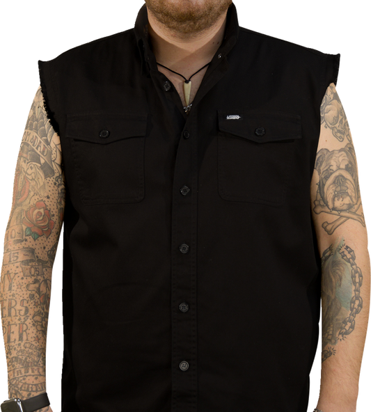 Lethal Threat Freedom Ain't Free Printed Sleeveless Button Down Shirt