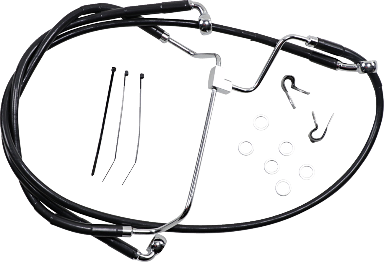Drag Specialties Extended Length Black Vinyl Brake Line Kit