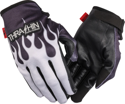 Thrashin Supply Co. Stealth Leather Palm Flame Gloves