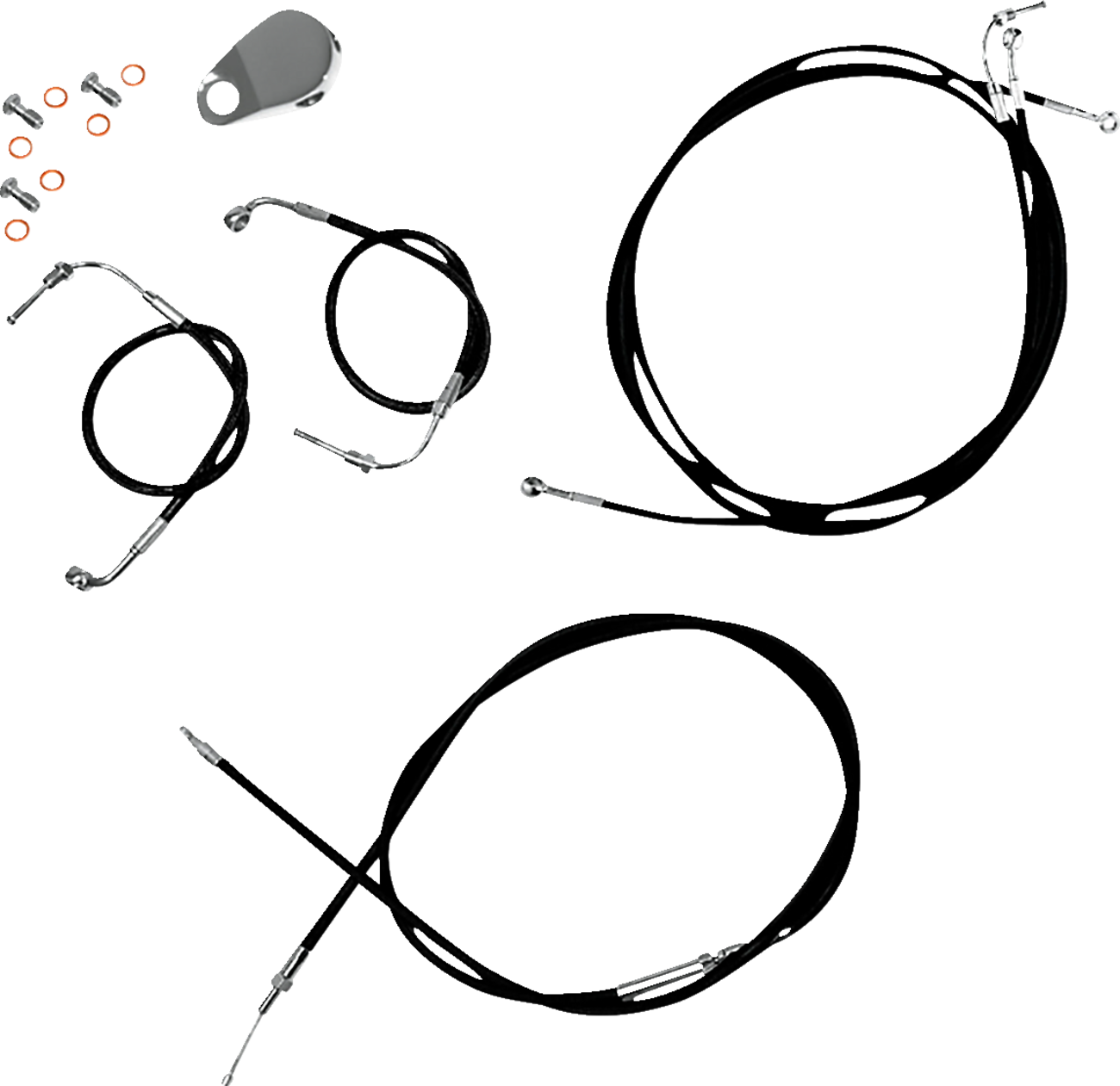 LA Choppers Standard Black Vinyl Handlebar Cable/Brake Line Kit