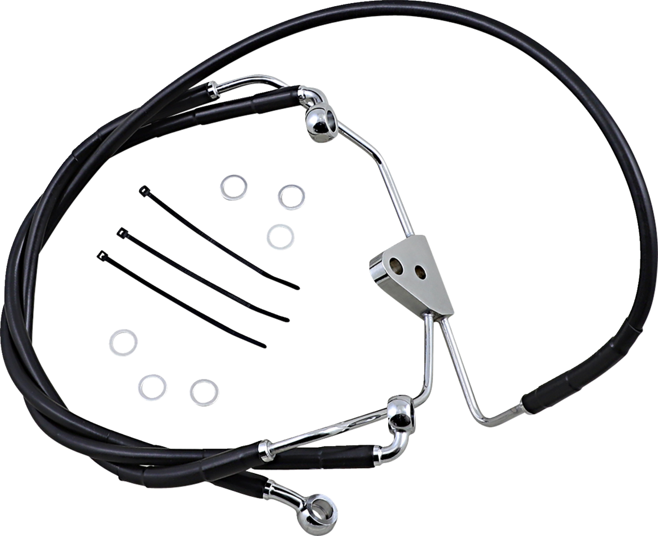 Drag Specialties Extended Length Black Vinyl Brake Line Kit