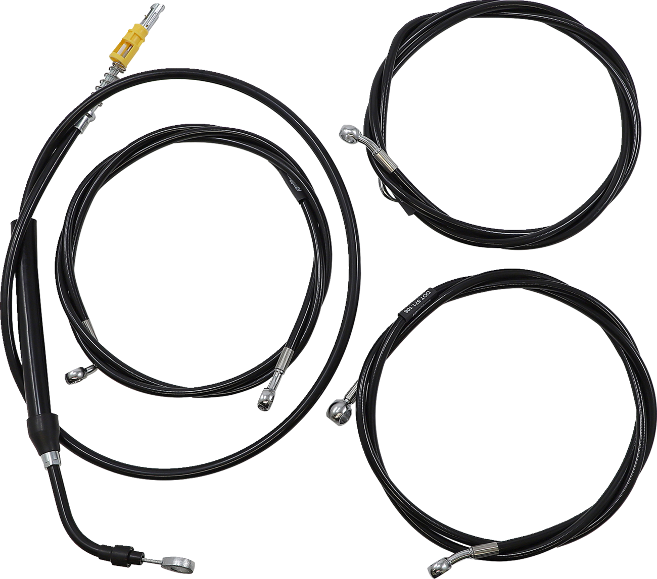 LA Choppers Complete Black Vinyl Braided Handlebar Cable/Brake Line Kit