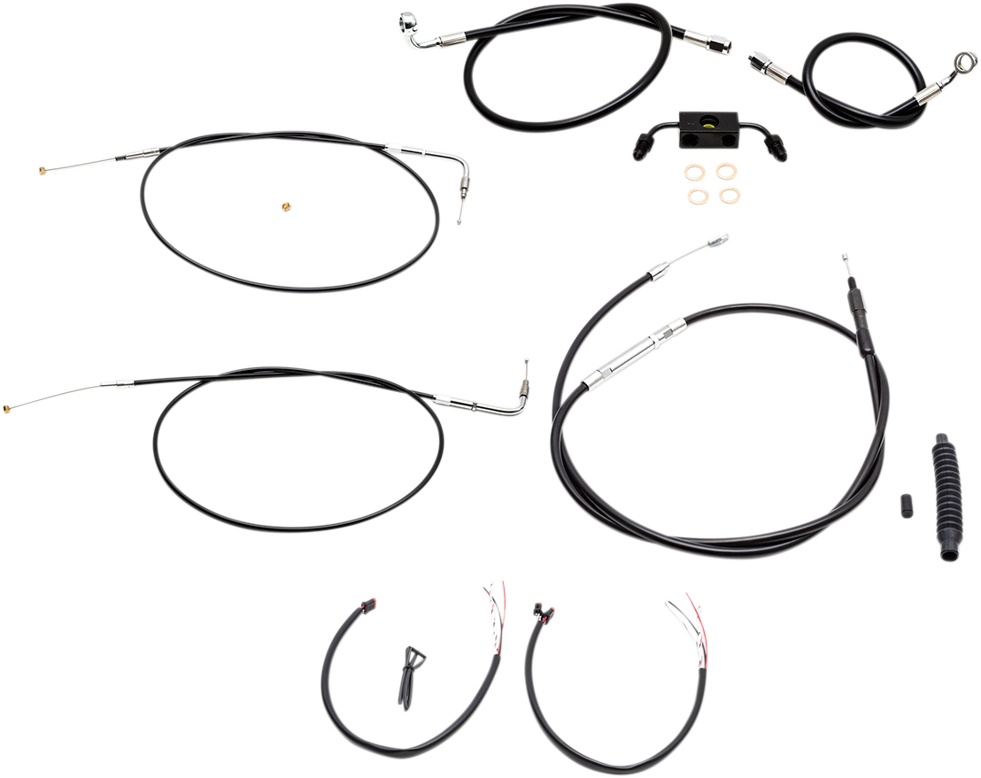 LA Choppers Complete Black Vinyl Braided Handlebar Cable/Brake Line Kit