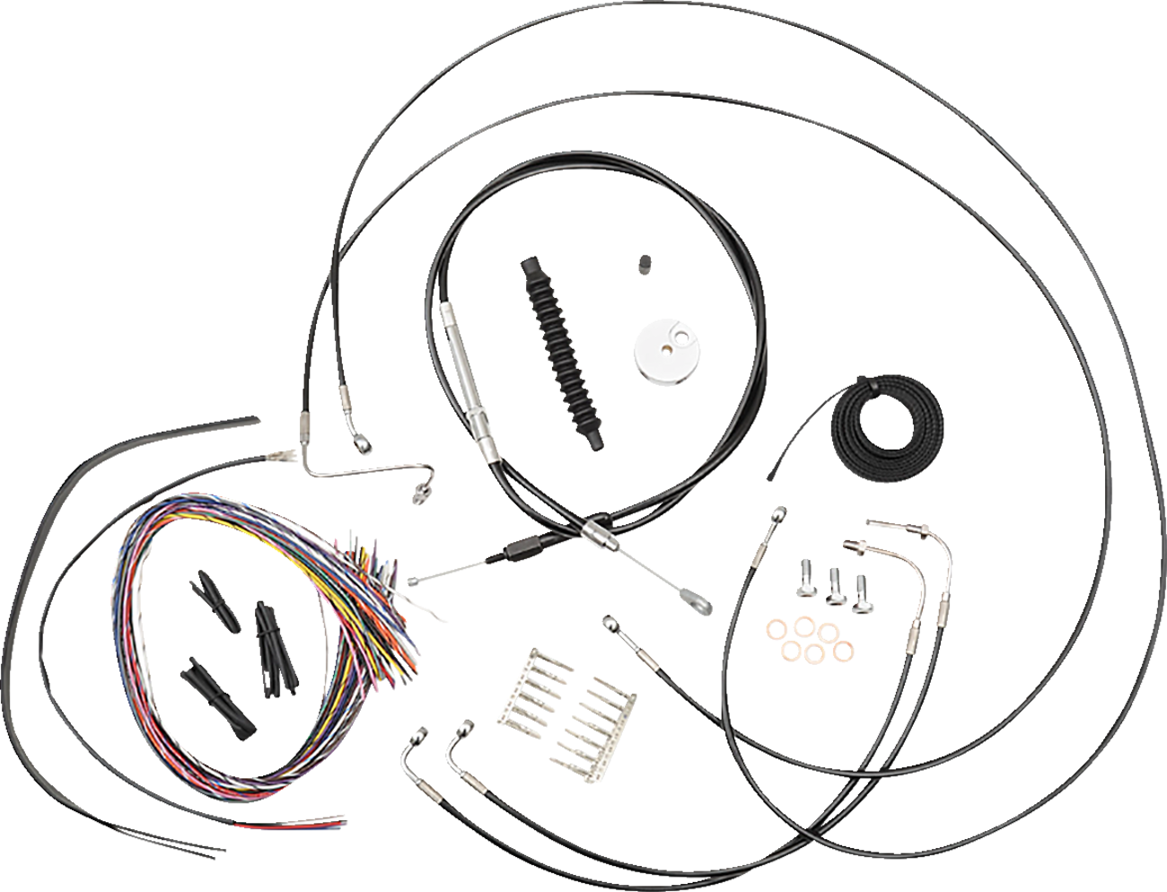 LA Choppers Complete Black Vinyl Braided Handlebar Cable/Brake Line Kit