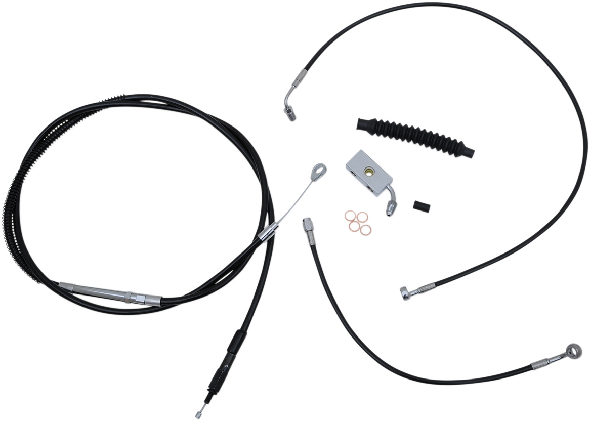 LA Choppers Complete Black Vinyl Braided Handlebar Cable/Brake Line Kit