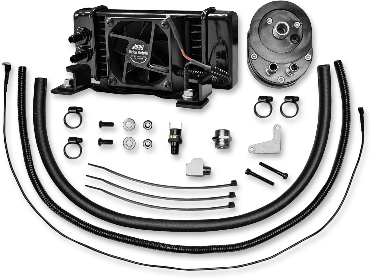 Jagg Oil Coolers Low-Mount Fan-Assisted Oil Cooler Kit