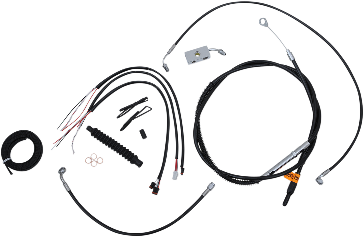 LA Choppers Complete Black Vinyl Braided Handlebar Cable/Brake Line Kit