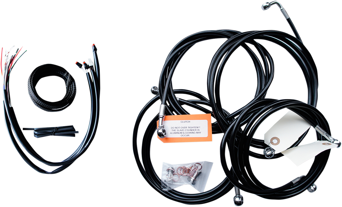 LA Choppers Complete Black Vinyl Braided Handlebar Cable/Brake Line Kit