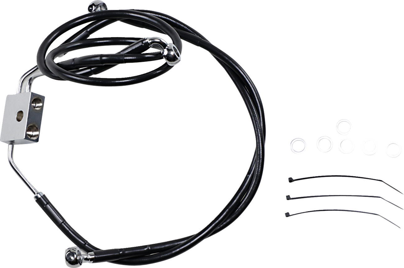 Drag Specialties Extended Length Black Vinyl Brake Line Kit