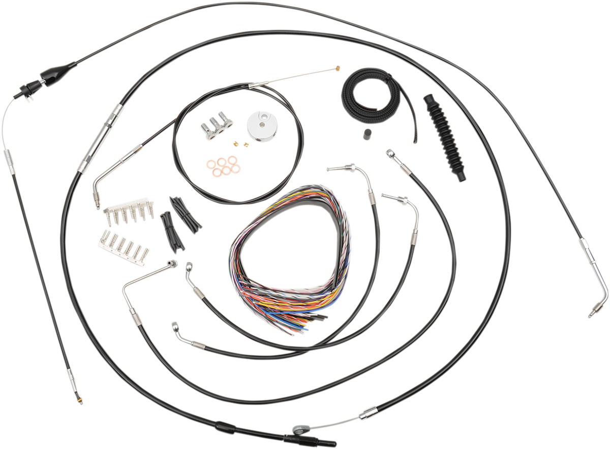 LA Choppers Complete Black Vinyl Braided Handlebar Cable/Brake Line Kit