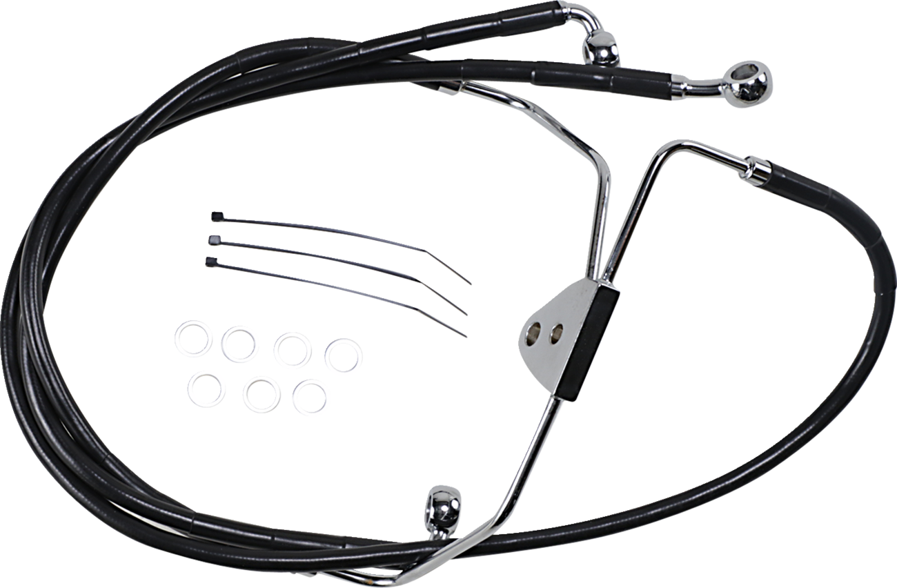 Drag Specialties Extended Length Black Vinyl Brake Line Kit