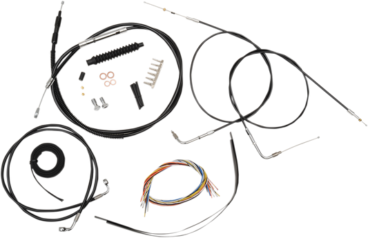 LA Choppers Complete Black Vinyl Braided Handlebar Cable/Brake Line Kit