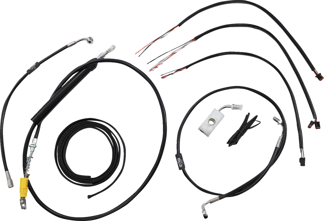 LA Choppers Complete Black Vinyl Braided Handlebar Cable/Brake Line Kit