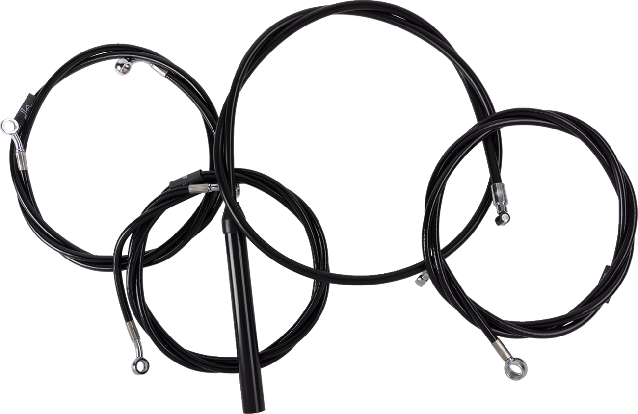 LA Choppers Complete Black Vinyl Braided Handlebar Cable/Brake Line Kit