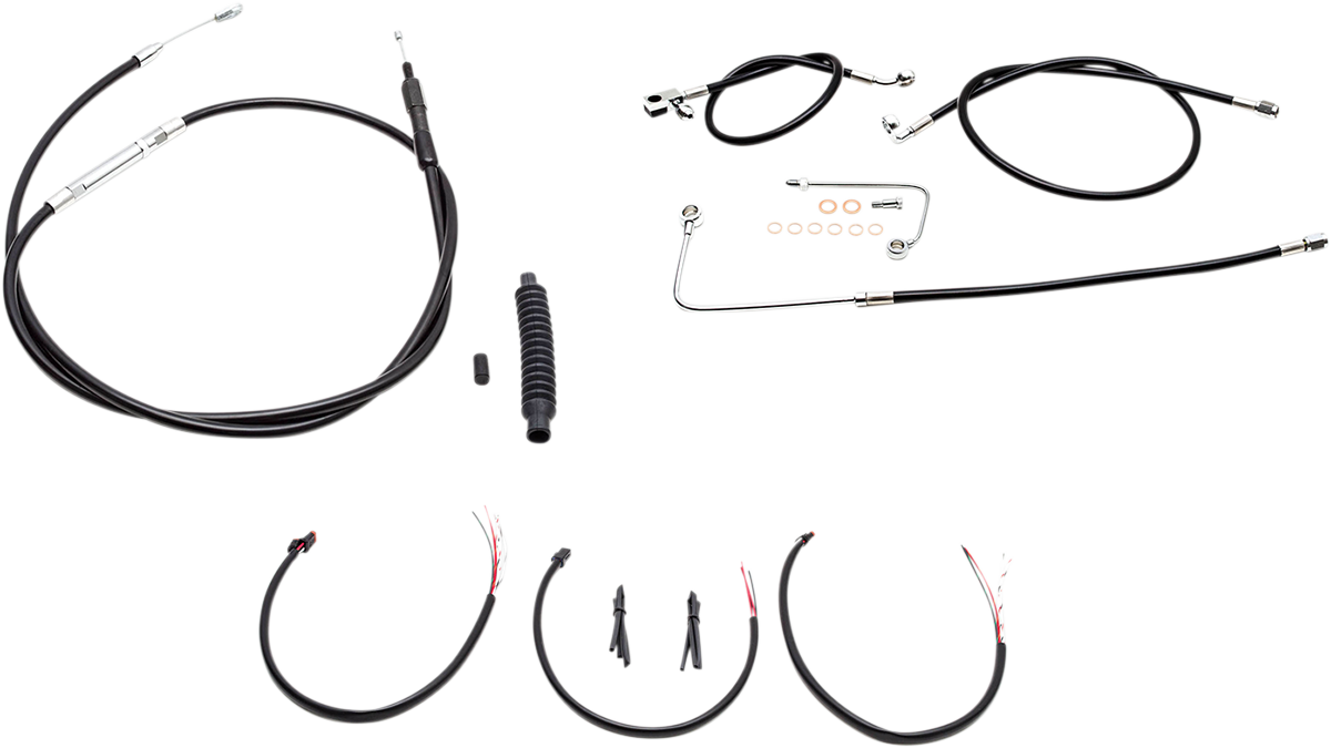 LA Choppers Complete Black Vinyl Braided Handlebar Cable/Brake Line Kit