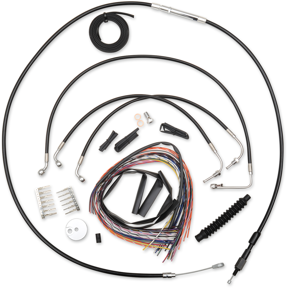 LA Choppers Complete Black Vinyl Braided Handlebar Cable/Brake Line Kit
