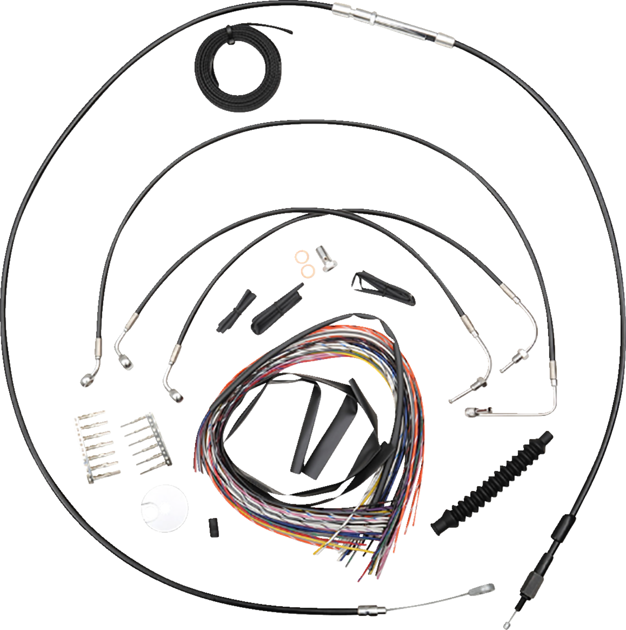 LA Choppers Complete Black Vinyl Braided Handlebar Cable/Brake Line Kit