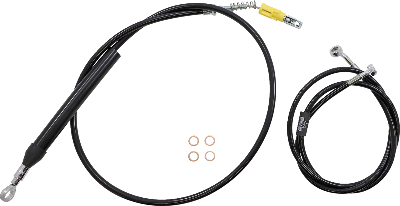LA Choppers Complete Black Vinyl Braided Handlebar Cable/Brake Line Kit